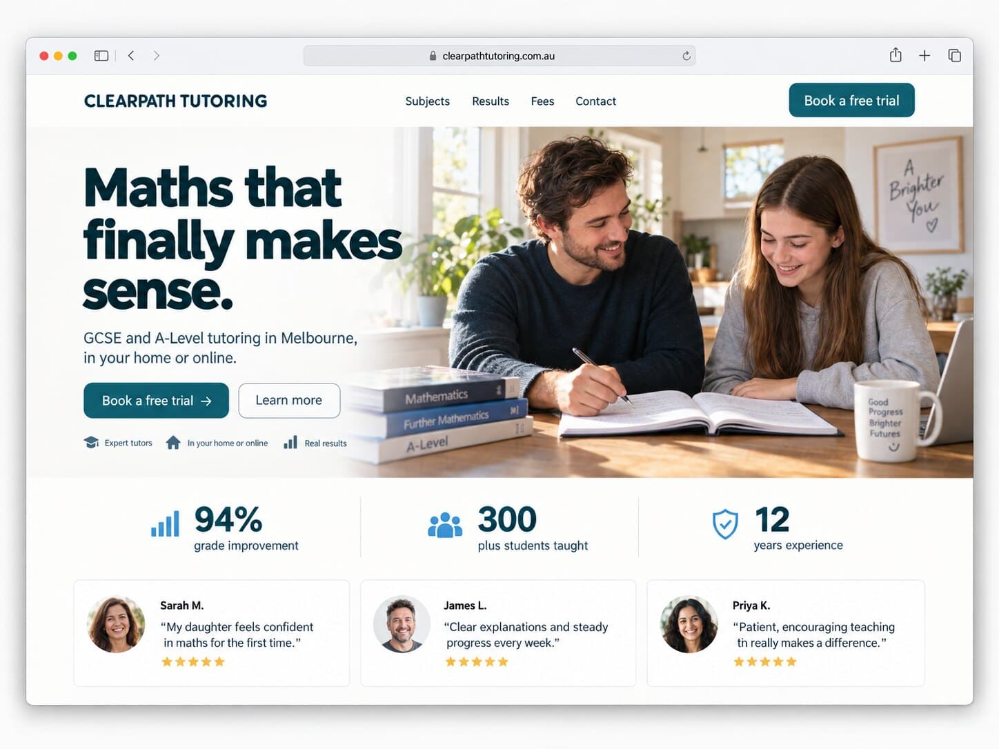 Math tutor website example